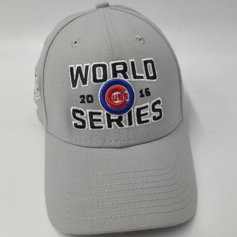 Chicago Cubs Hat L-XL New Era 39Thirty 2016 World Series Flex Fitted Gray MLB
